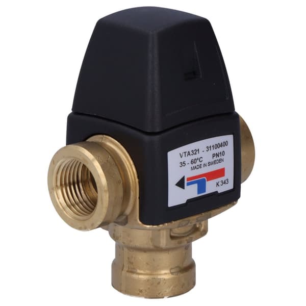Termostatisk blandeventil VTA321, temperaturregulator 35-60°C, KVS 1,5, 1/2 tomme indvendig