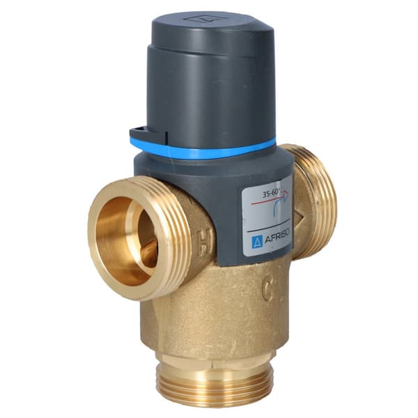 Termostatisk blandeventil ATM 883 DN25, G1 1/4 tommer, temperaturområde 35-60 grader C, Kvs 4,2