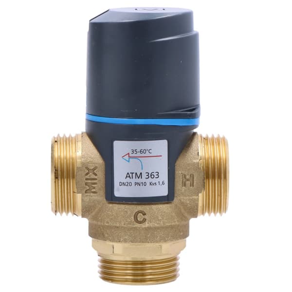 Termostatisk blandeventil ATM 363 DN20, G 1 tomme, temperaturområde 35-60°C, Kvs 1,6