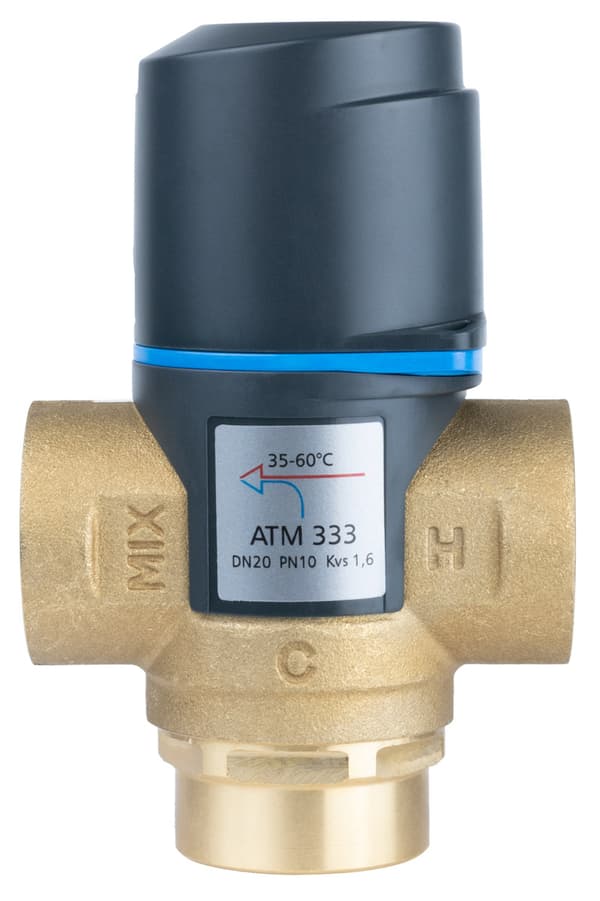 Termostatisk blandeventil ATM 333 DN20 RP 3/4 tomme temperaturområde 35-60°C, Kvs 1,6 m3/t