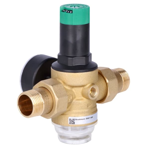 Trykregulator, med forskruninger, 1 tomme, med manometer 0-10 bar