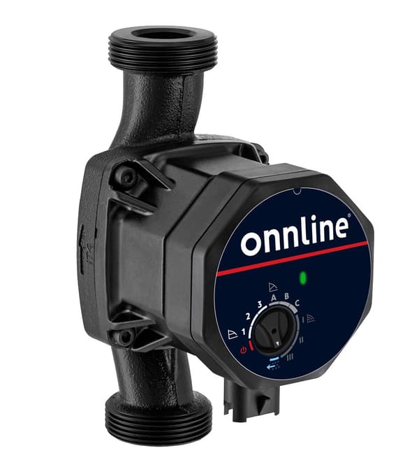 ONNLINE EQC-L 25-8/180 elektronisk cirkulationspumpe, med 1 1/2 tomme gevindtilslutning, 3 driftstilstande, stik og isolering inkluderet