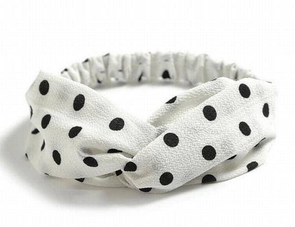 Elastiskt Hårband med Twist Knut - Stilfullt och Bekvämt White Dot