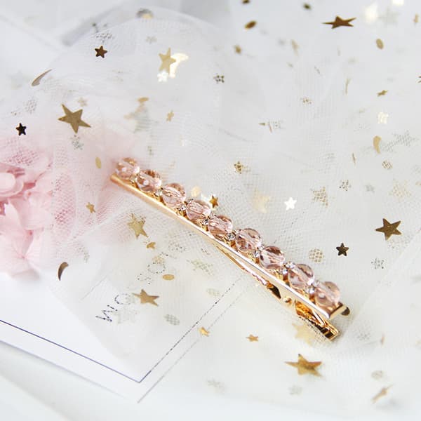 Hårnåle i krystal rhinestone bobby pin guld Lyserød One-size