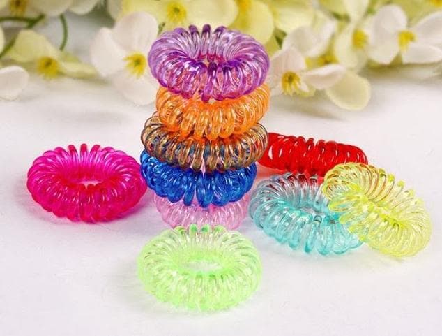 15-pack hårsnodd telefonsladd spiral hair fashion (Mix transp)XL