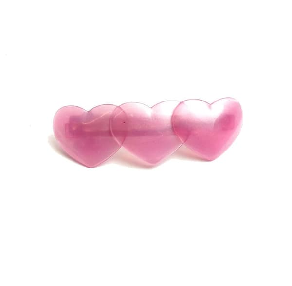 Hårspänne Med Tre Hjärtan Rosa