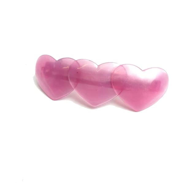 Hårspänne Med Tre Hjärtan Rosa