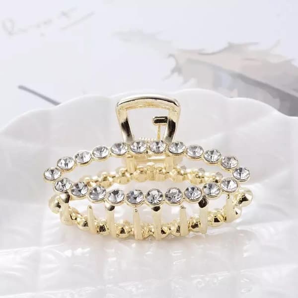 Hårklämma med strass och pärlor hjärta diamant Oval diamonds