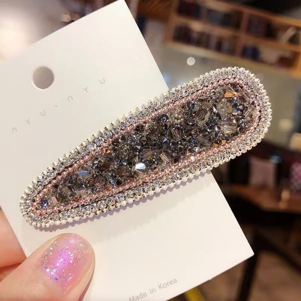 Handgjorda hårklämmor i tyg med pärlor, strass & diamanter