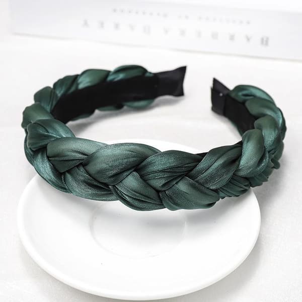 Håndlavet Flot flettet tiara i pastelfarver sommer polstret Dark green