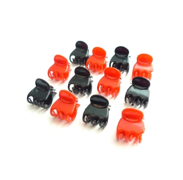 Hårklämmor små Röd & Svart12-pack