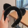 Miniatyrbild 1 av 2: Fluffigt diadem med päls och öron i svart katt