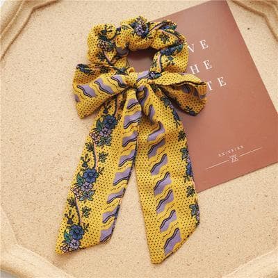 Klassisk Scrunchie sløjfe vintage print blomster bånd farver