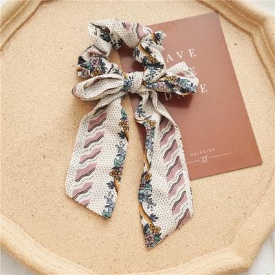 Klassisk Scrunchie sløjfe vintage print blomster bånd farver
