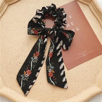 Klassisk Scrunchie sløjfe vintage print blomster bånd farver