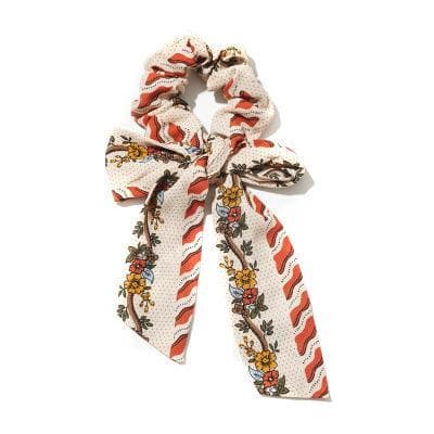 Klassisk Scrunchie sløjfe vintage print blomster bånd farver