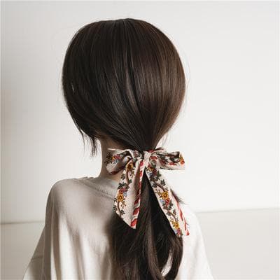 Klassisk Scrunchie sløjfe vintage print blomster bånd farver