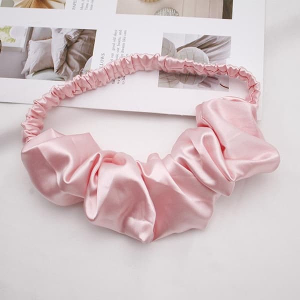 Utrolig vakkert delikat hårbånd i silke hvitt & rosa Light pink