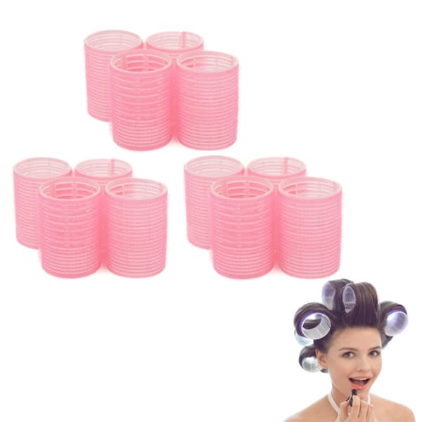 12 PCS/Set Self-Adhesive Curling Iron Hair Core Fluffy Hairdressing Tool，Random Colour Delivery, Specification: 63x40mm