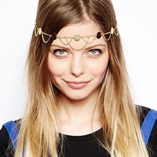 Vintage Hårsmycke / Boho Hår Smycke med Dekorerade Guld Kedjor