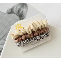 3-pack Scrunchies Hårsnoddar Hårband Håraccessoar - Beige & Brun
