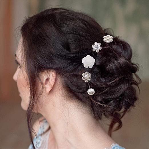 5 st Hårnålar Hårsmycke - Blomma med Pärlor/Strass Bröllop Fest