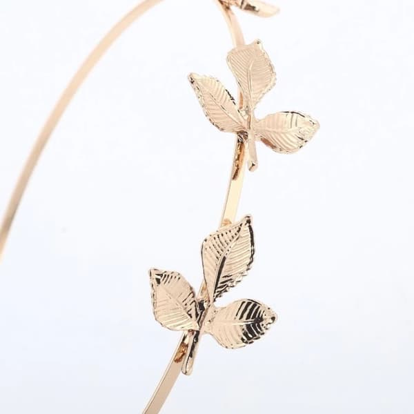 Guld Diadem Hårsmycke Håraccessoar Hårband med 3 Blad / Löv