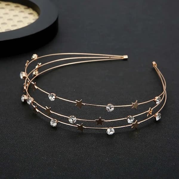 Guld Diadem Hårsmycke Håraccessoar Hårband med Stjärnor & Strass