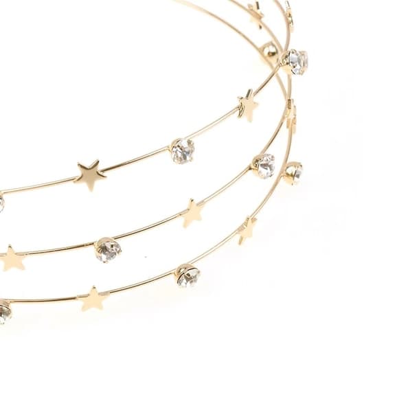 Guld Diadem Hårsmycke Håraccessoar Hårband med Stjärnor & Strass