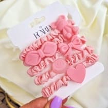 5-pack Scrunchies Hårsnoddar Hårband Håraccessoar - Rosa