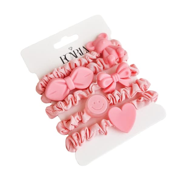 5-pack Scrunchies Hårsnoddar Hårband Håraccessoar - Rosa