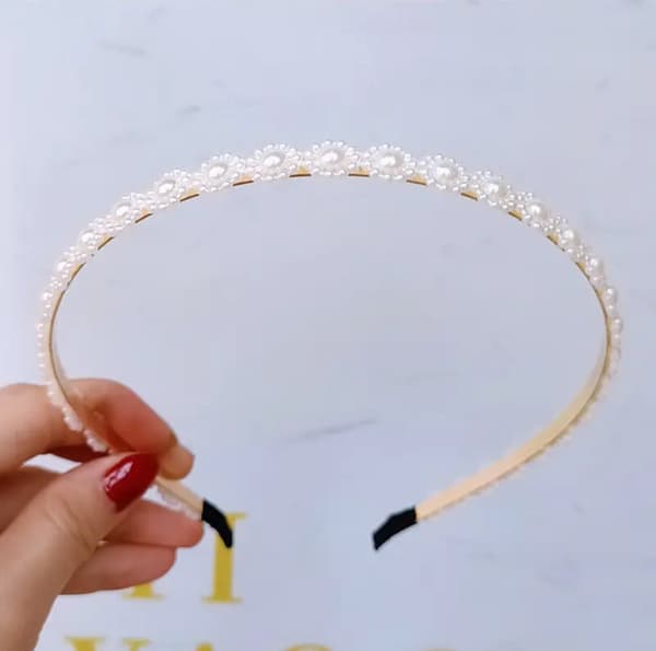 Guld Diadem Hårsmycke Håraccessoar Hårband med Blommor & Pärlor