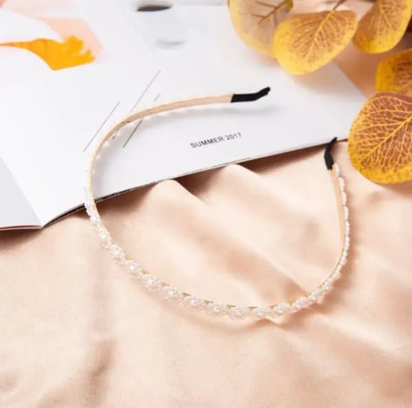 Guld Diadem Hårsmycke Håraccessoar Hårband med Blommor & Pärlor