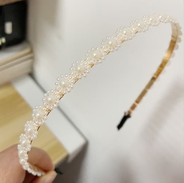 Guld Diadem Hårsmycke Håraccessoar Hårband med Blommor & Pärlor