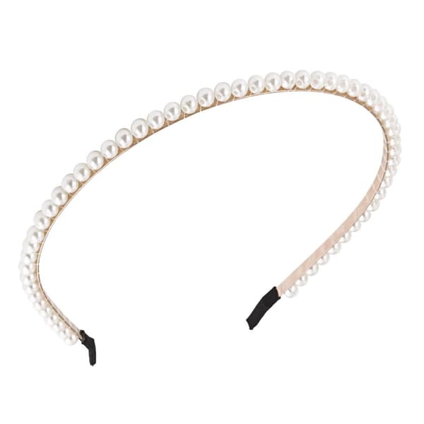 Boho Guld Diadem Hårsmycke Håraccessoar Hårband med Vita Pärlor
