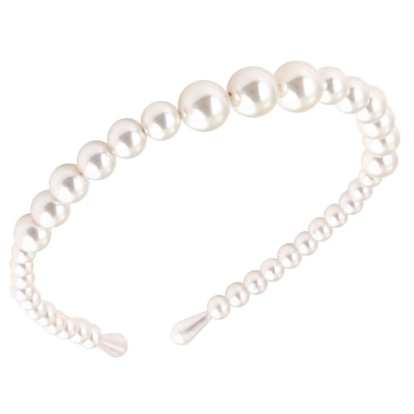 Boho Diadem Hårsmycke Håraccessoar Hårband med Vita Pärlor