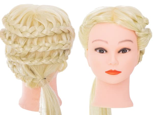 Frisørtræningshoved til naturligt blond hår