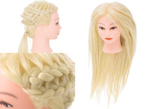 Frisørtræningshoved til naturligt blond hår