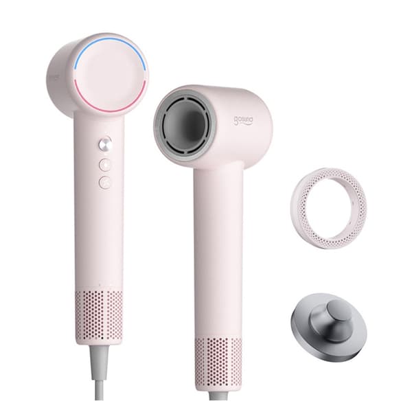 Hårtørrer med 1300 W effekt, ionisering og vægbeslag - Pink