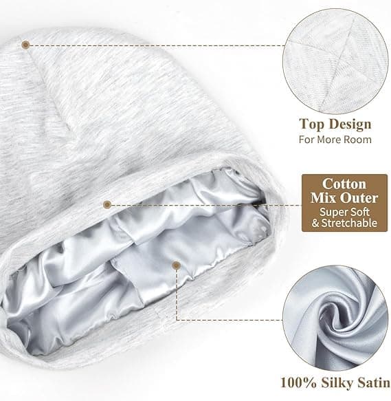 100% Mulberry Silk -hattu hiustenhoitoon - Ylellinen makuuhattu naisille ja miehille (Organic Mulberry Silk