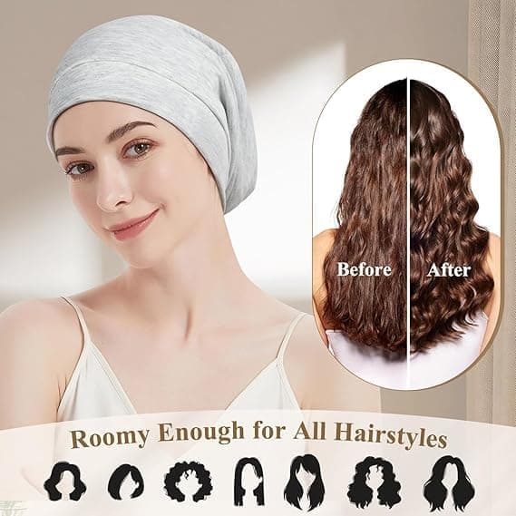 100% Mulberry Silk -hattu hiustenhoitoon - Ylellinen makuuhattu naisille ja miehille (Organic Mulberry Silk