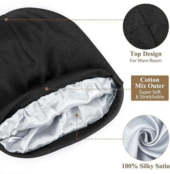 100% Mulberry Silk -hattu hiustenhoitoon - Ylellinen makuuhattu naisille ja miehille (Organic Mulberry Silk