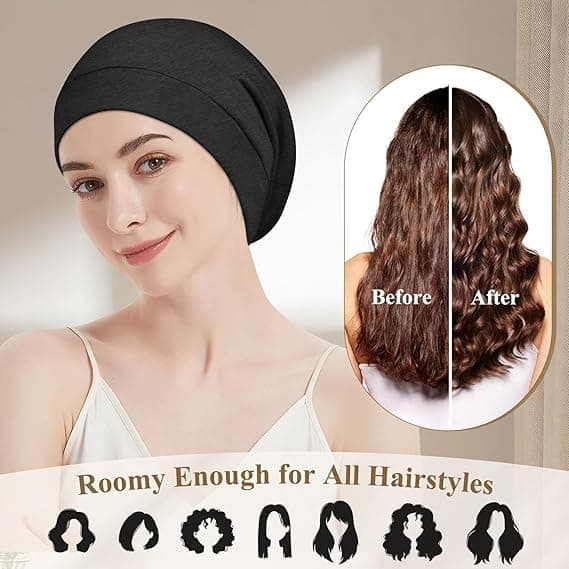 100% Mulberry Silk -hattu hiustenhoitoon - Ylellinen makuuhattu naisille ja miehille (Organic Mulberry Silk