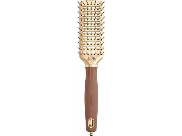 Olivia Garden Expert Style Vent hårbørste med gull og brun nylonbust