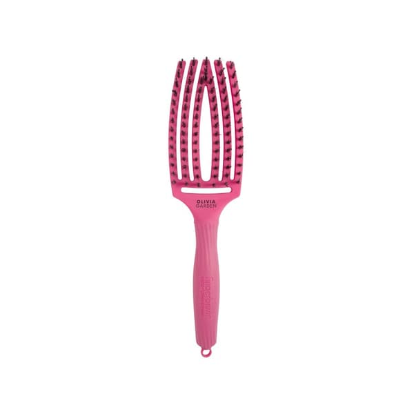 Olivia Garden Fingerbrush Care ionic Boar & Nylon Hot Pink M - Borstar
