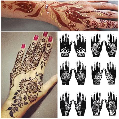 2 ark hånd tatoveringsmærke Henna Stencil midlertidig sort