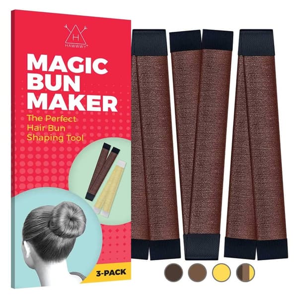 Hawwwy Premium 3-osainen hiusnumpukone, helppo napsauttaa ja rullata nuttura -hiustyökalu - Magic Bun -työkalu, donitsihiukset, täydelliset nutturat