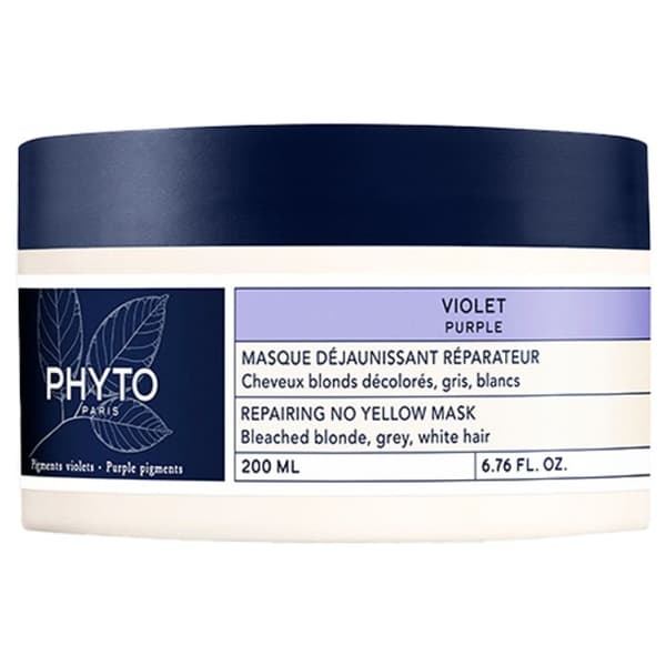 Phyto Violet Anti-Yellow Repairing Mask - Missfärgat Blond Grått Vitt Hår - Burk 200 ml