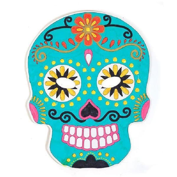 6 platta kartongmasker att färglägga - mexikansk Calavera