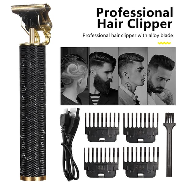 Hår- og skægtrimmer Deluxe Kit + gratis frisørforklæde - Sort